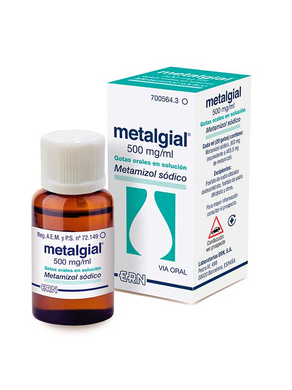 ERN Metalgial 500 mg/ml 20 ml gotas orales en solución   Fiebre y dolor